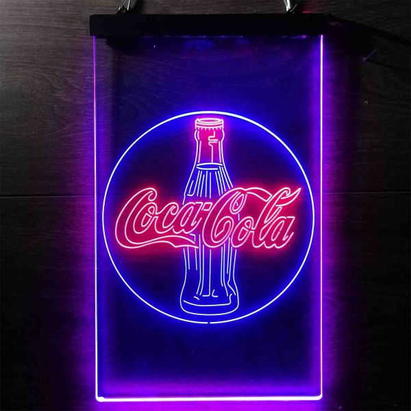 Coca-Cola Bottle Close Dual LED Neon Light Sign